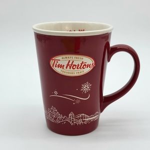 Tim Hortons limited edition 2010 #010 red mug with town scenery 10 oz